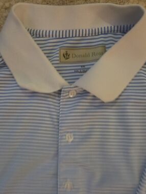 Donald Ross Gulph Mills Golf Club Blue Striped Long Sleeve Polo Mens XXL